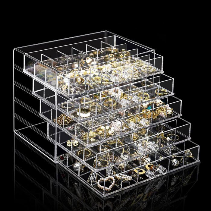 Bote de rangement transparente 5 tiroirs pour boucles doreilles 120