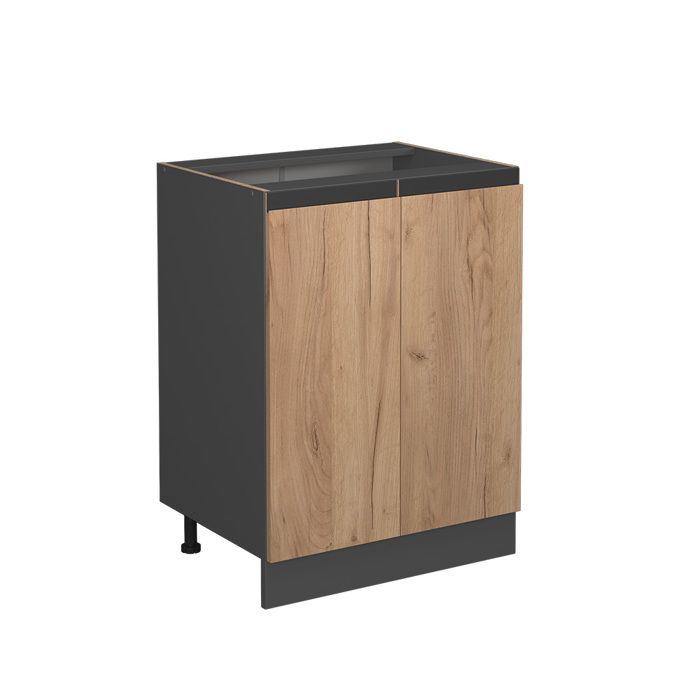 Meuble bas de cuisine R-Line 60cm J-Shape sans PT Chêne de force doré/Anthracite Vicco 39714