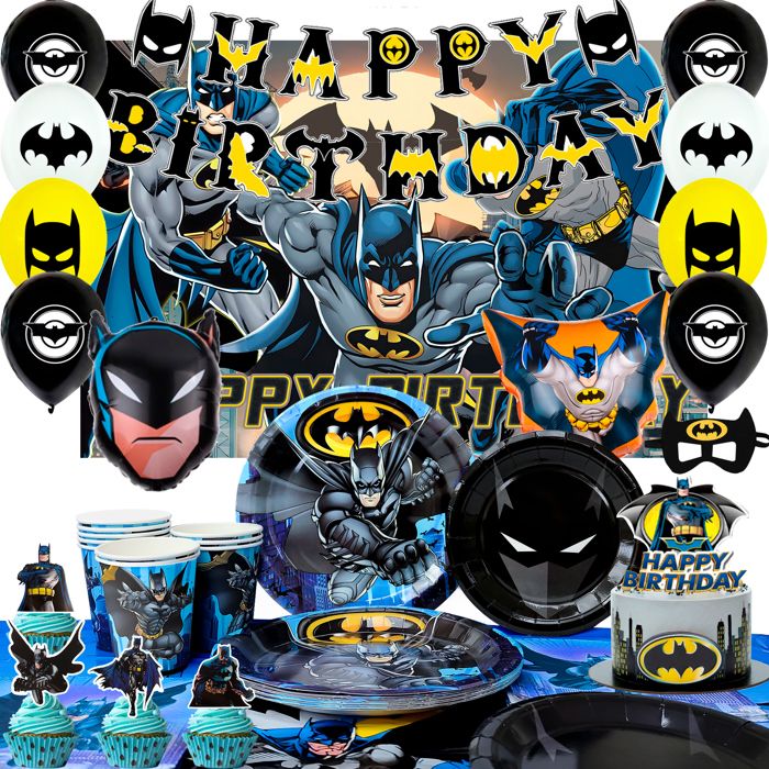Decoration Anniversaire homme chauve-souris Décoration de Fête danniversaire batman Ensemble de Ballons Super-héros