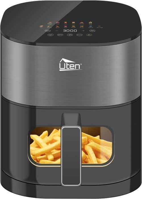 UTEN Friteuse à Air Sans Huile 5.5 LAir Fryer 2000 W avec Fenêtre Transparente14 ProgrammesÉcran Tactile LED - Uten