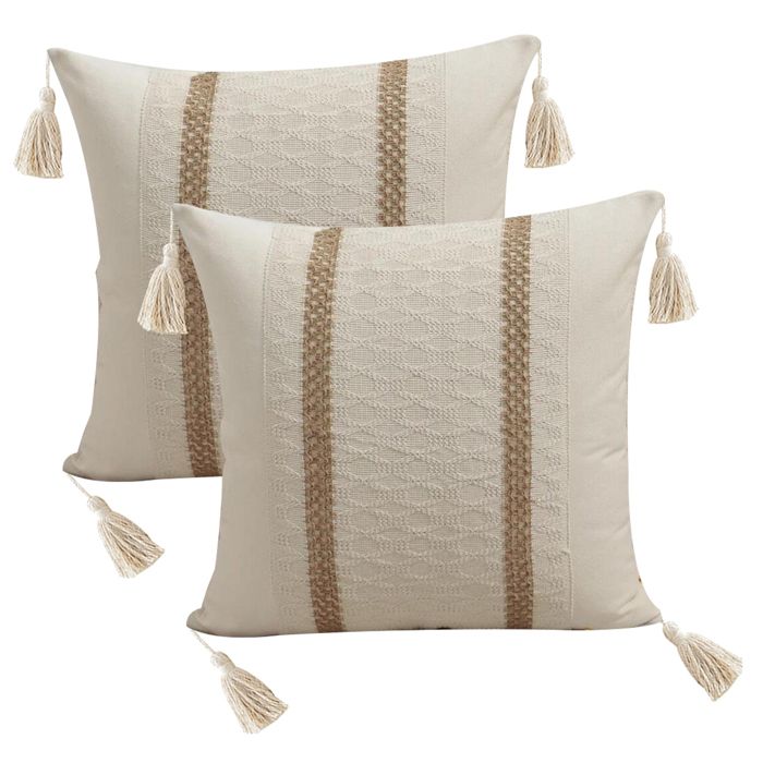 Housse de coussin - Multicolore - 45x45 cm - Polyester - Ethnique - 2 pièces