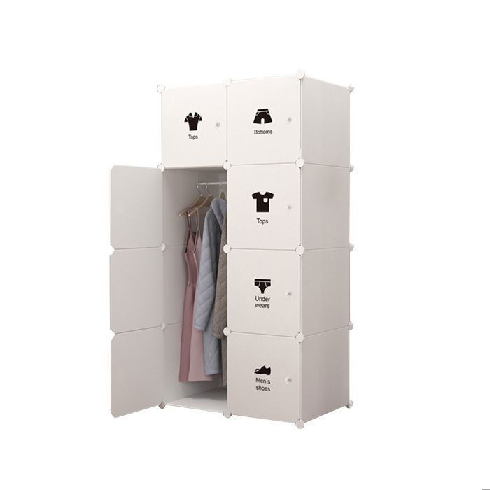 Armoire Modulaire - PROMIRACAL - 75x47x147cm - Blanc - 8 Cubes - 2 Portes Battantes
