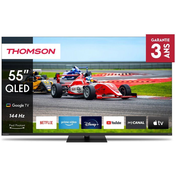 Google TV 55 QLED Pro avec pied central rotatif 144Hz 140cm 2024 - vue 7