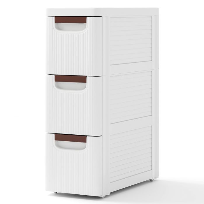 COSTWAY Commode Étroite avec 3 Tiroirs avec Roues Intégrées pour Salle de Bain Studio & Salon 42 x 19 x 57 cm Blanc COSTWAY Commode Étroite avec 3 Tiroirs avec Roues Intégrées pour Salle de Bain Studio & Salon 42 x 19 x 57 cm Blanc