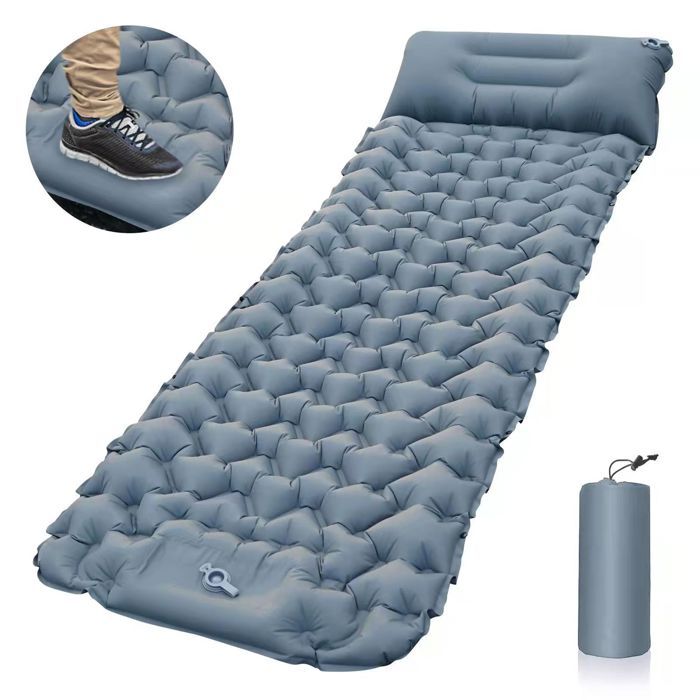 INF Matelas de Camping Gonflable Portable: Léger Compact Idéal pour Aventures en Plein Air - Gris Gris