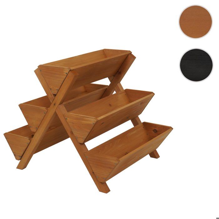 Escalier à plantes MCW-O15 avec 5 bacs 56x56x70 cm extérieur bois MVG naturel