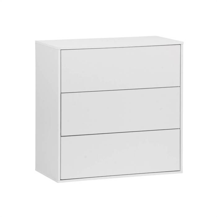 Commode. module de rangement décor bois blanc 3 tiroirs - Kompo Commode. module de rangement décor bois blanc 3 tiroirs - Kompo