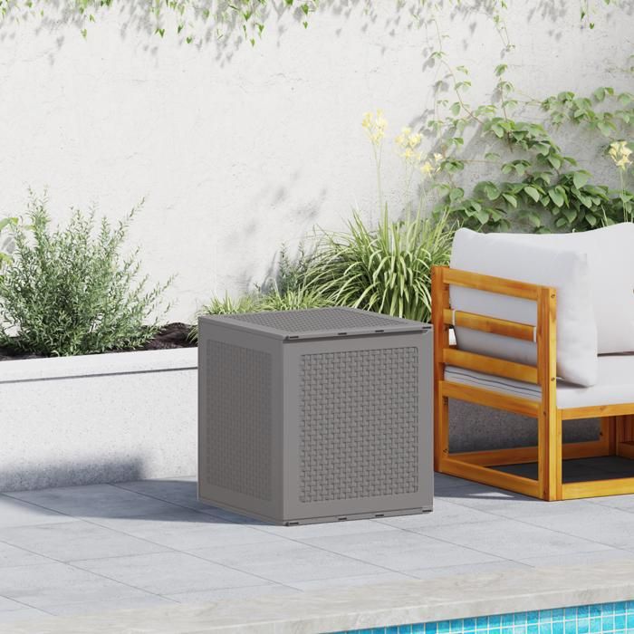 Coffre de rangement extérieur - vidaxl - Gris clair - 55x52.5x57 cm - Plastique résistant aux UV - Finition mate