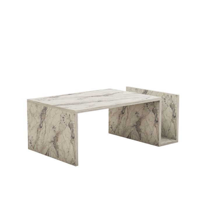 Table basse en bois Memo - 86 x 50 x 32 cm - Marbre Freesia Table basse en bois Memo - 86 x 50 x 32 cm - Marbre Freesia