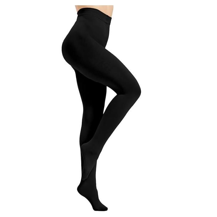 Collants Chauds pour Femmes Hiver Extensible Transparent épais Polaire Opaque Taille Haute Thermique extérieur Taille Normale Noir