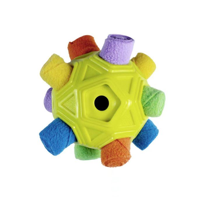 Jouet interactif pour chien - Phoesky - Snuffle Ball - Pet Braid - Jaune - 13x13 cm - Slow Feeder - Puzzle - Sans corde