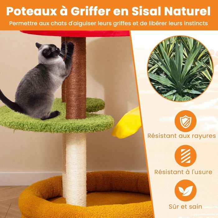 GIANTEX Arbre à Chat Forme Hamburger Hauteur 117 CM Arbre