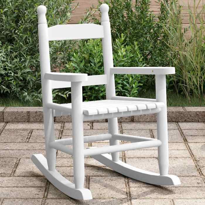 NEW 2026 Fauteuil à bascule - Chaise Relaxant avec Accoudoirs - enfants blanc bois de peuplier massif 36x46.5x57 cm L6208