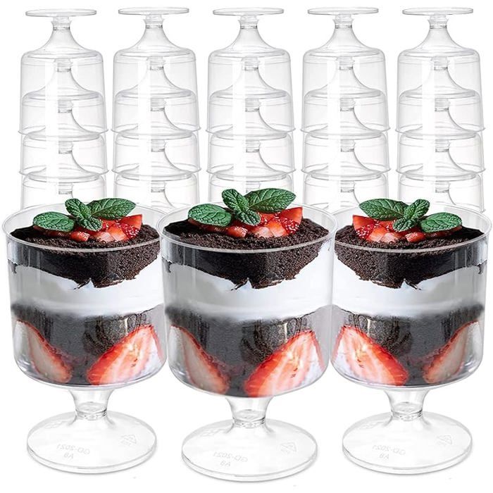 80 Pièces Coupes à Dessert en Plastique 60ml Rondes Coupe Apéritif Parfait Clair Bol de Service Réutilisable rond rond Rond