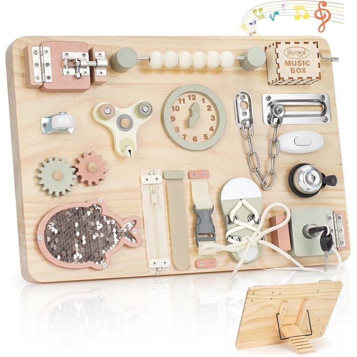 Yapasopu Planche D’activités Montessori En Bois – Rose – Pour Motricité Fine – Dès 1 An