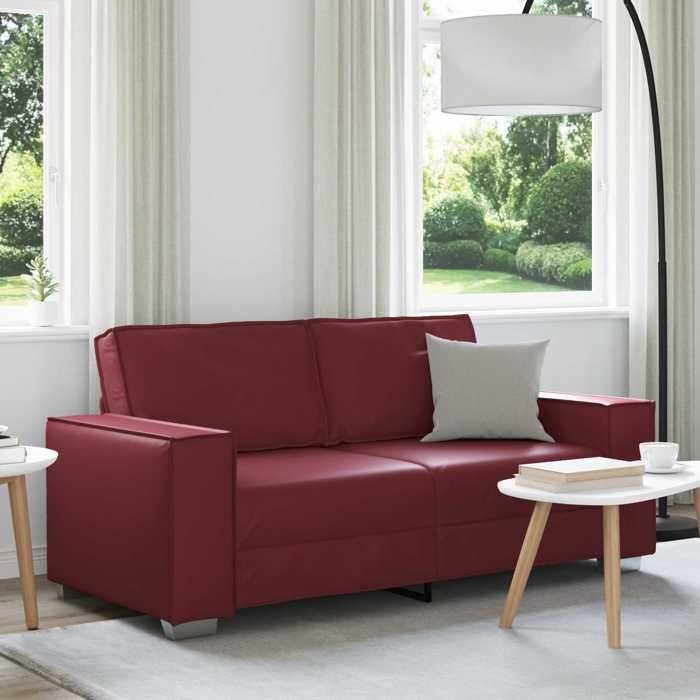 SOFA FIX - 2 places - Canapé de Séjour - Bordeaux 180 cm Simili cuir - SOFA-SALON 0_614595