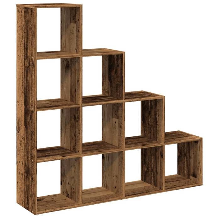 Meuble de Rangement Étagère séparatrice de pièce à 4 niveaux pour salon vieux bois 131.5x29x131.5 cm B2565
