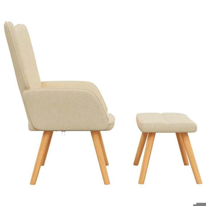 Fauteuil simple - Crème - Chaise de relaxation - avec tabouret - Crème Tissu 61.5x69x95.5 cm F7782