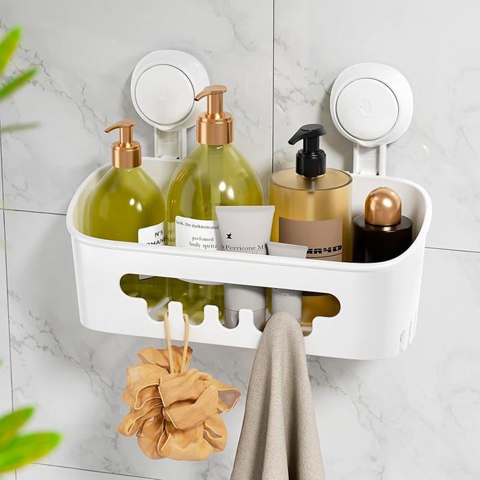 Etagère Douche sans Perçage Réutilisable Etagère Ventouse Simple Installation Charge 10KG Impérable 1 Coin 5