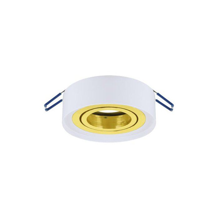 Spot encastrable orientable - SILUMEN - GU10 - Blanc et or - Aluminium - 90x90x30 mm