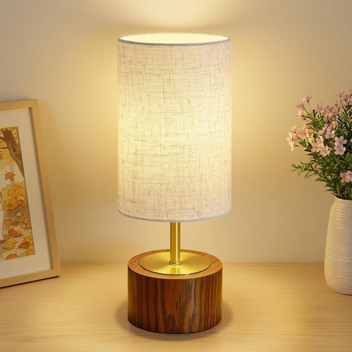 Lampes De Chevet Petite Lampe De Table Avec Base Imitation Bois Interrupteur March Rrêt. Lampes De Bureau Modernes Pour Sa[LL737]