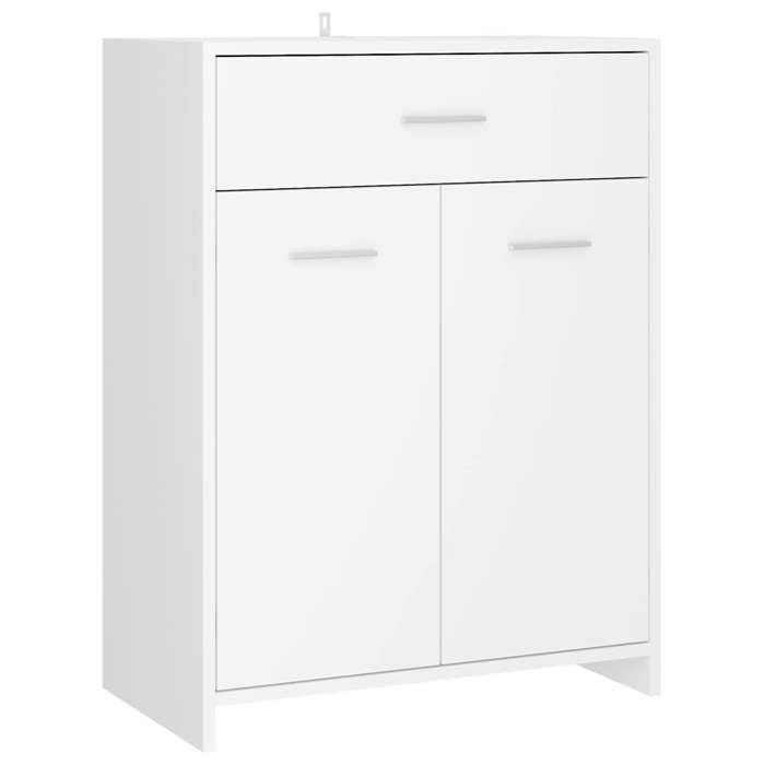 Meuble salle de bain - Cadre durable - Cabinet de salle de bain blanc 60x33x80 cm bois d’ingénierie - pour buanderie ou toilettes -