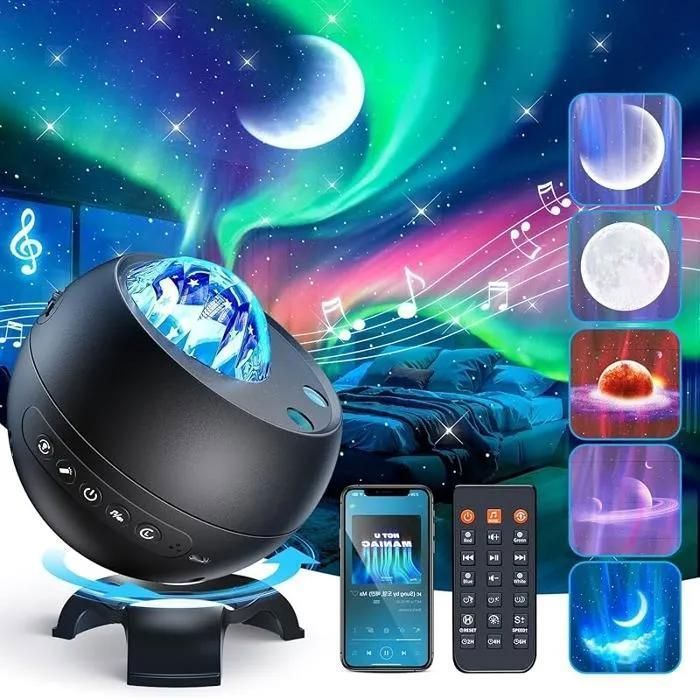 Projecteur Ciel Etoile pe Lune Projecteur Galaxie Bluetooth + Bruit Blanc Veilleuse Enfant Veilleuse Noir noir VEILLEUSE