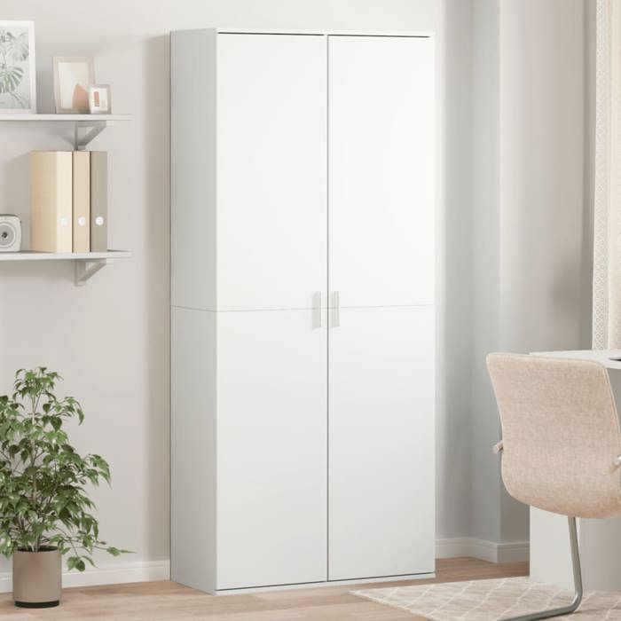 Buffet haut pour salon EVORA Vaisselier Haute blanc 80x35x180 cm bois dingénierie&1_2585