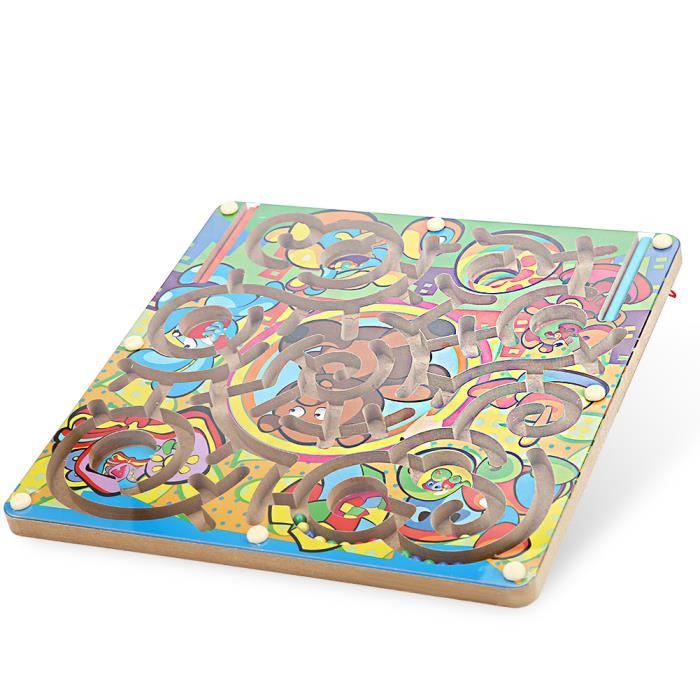 Labyrinthe Magnétique En Bois – Train Et 55 Perles De Couleurs – Apprentissage Chiffres Et Couleurs – Dès 3 Ans – Cadeau Montessori