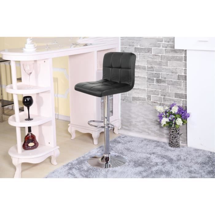 Lot de 2 tabourets de bar Elegant Noir - Scandinave - Moderne - Réglable en hauteur - Intérieur
