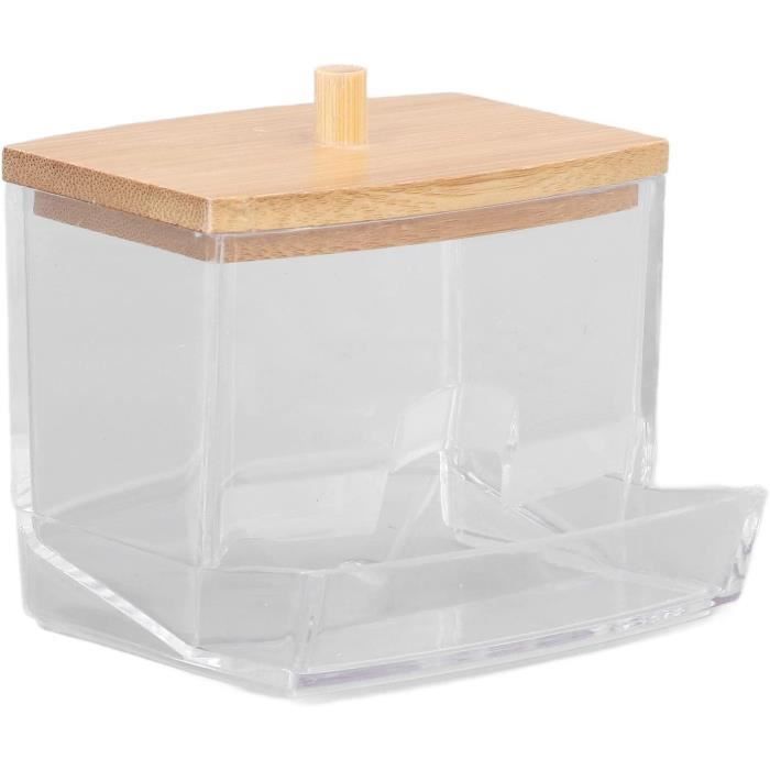 Boîte de Coton-Tige 2 pièces, Support de Boule de Coton-Tige en Plastique  Transparent Qtip conteneur de Stockage boîte de Distributeur de Coton-Tige