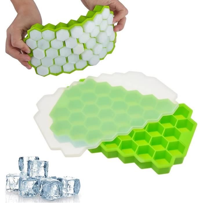 Bac A Glacon Silicone Avec Couvercle Lot De 2 Moule à Glaçons 66 Blocs