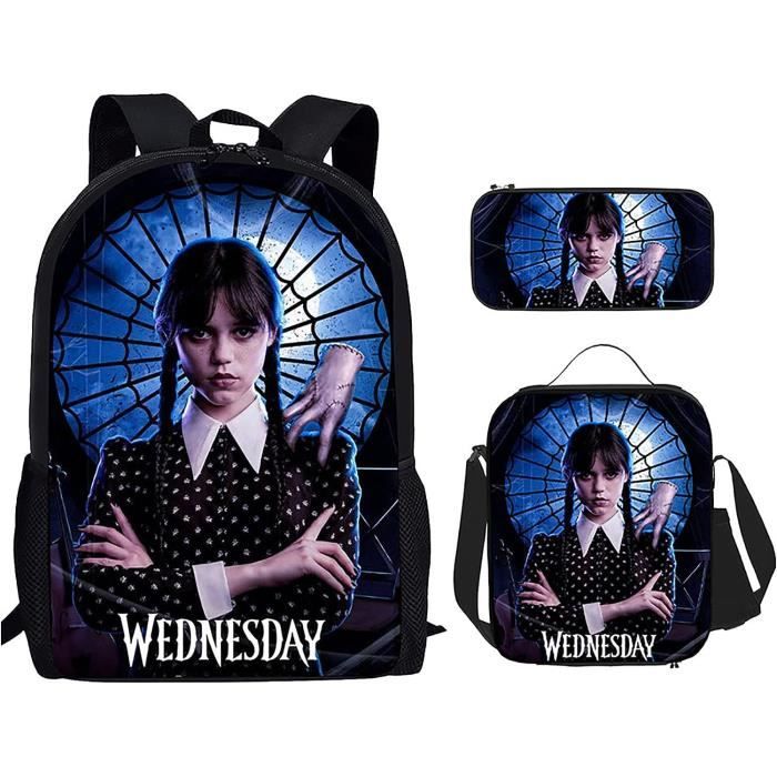 Trousse Mercredi Addams - Dimensions 18x13x10 Cm - Fermeture éclair - Impression Complète - Pour école, Fournitures