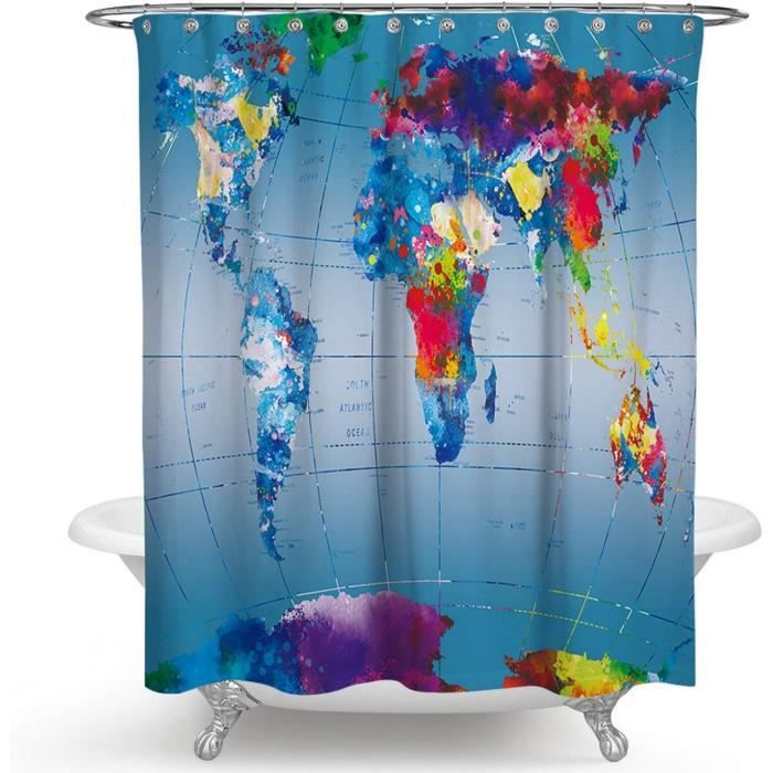 Rideau De Douche Motif Cactus Coloré Désert - 152x183 Cm, étanche - Pour Salle De Bain, Hôtel, Enfants - 12 Anneaux Inclus