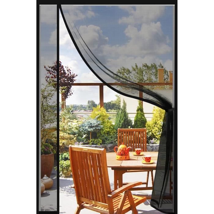 Moustiquaire Porte Fenetre Magnetique, 85x245cm Noir