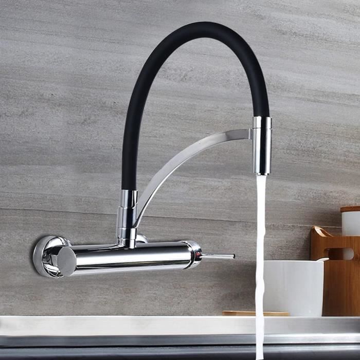 Mitigeur D'évier Mural 25 Cm Lsaardth - Eau Froide Uniquement, Rotatif 360°, Laiton Chromé