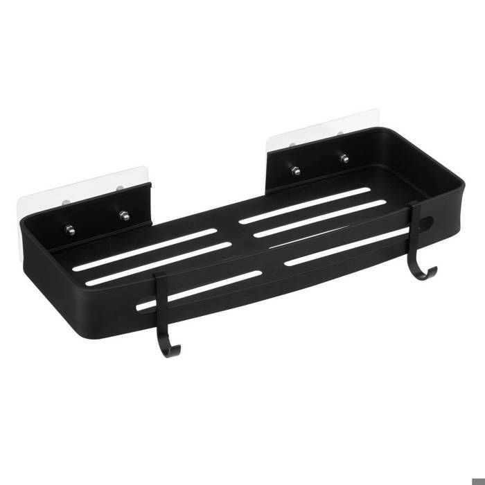 Étagère de douche rectangle stick adhésif noir Blackalu