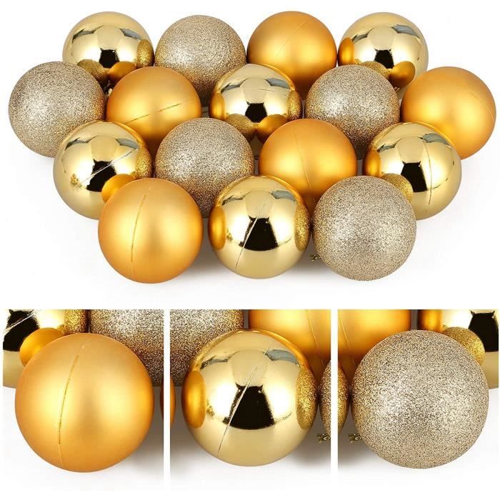 Lot de 24 Boules de Noël Dorées 8CM, Boule de Galvanoplastie à Remplir Lot de 24 Boules de Noël Dorées 8CM, Boule de Galvanoplastie à Remplir
