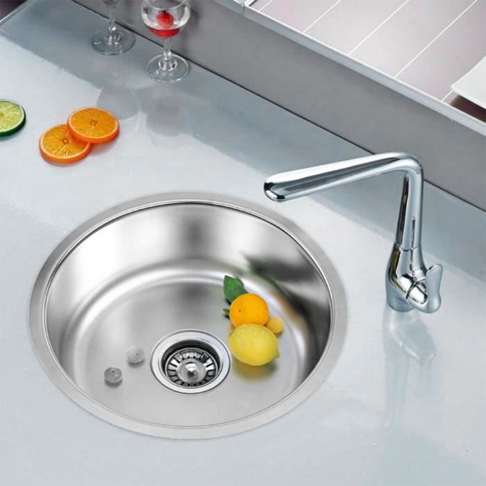 Évier cuisine lavabo encastrable bassin inox égouttoir vasque droite 58 x 48 cm