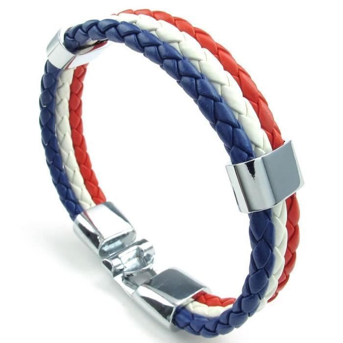 6 Bracelets Drapeaux Pays - Silicone Pour Supporters Foot Jeux | Ligne Bleue Ruban Rouge