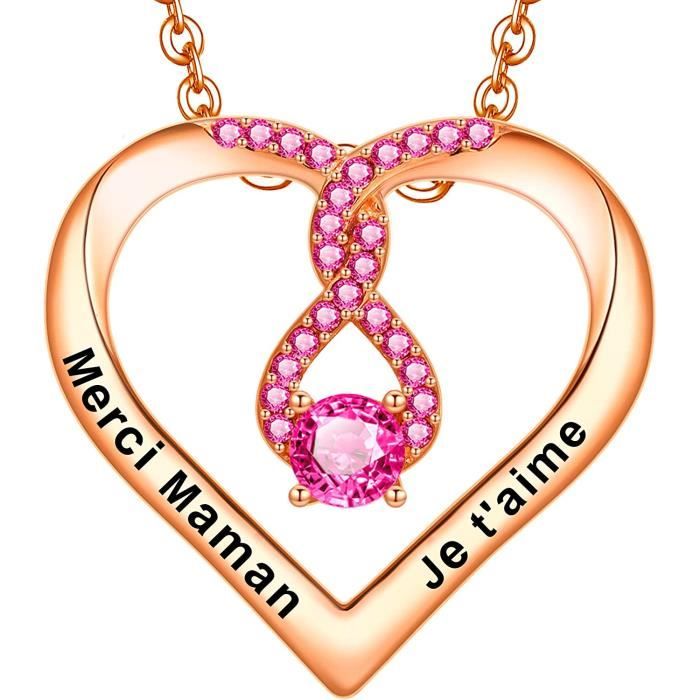 Médaille religieuse collier coeur gravé or argent - ROSA LA BRUNE