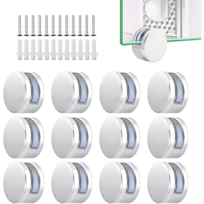 Lot De 8 Pinces Miroir Mural Métal Argent - Support Solide Pour Miroirs Sans Cadre
