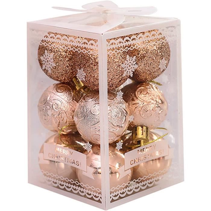 Lot de 12 boules de Noël pour sapin de Noël Couleurs vives Paillettes