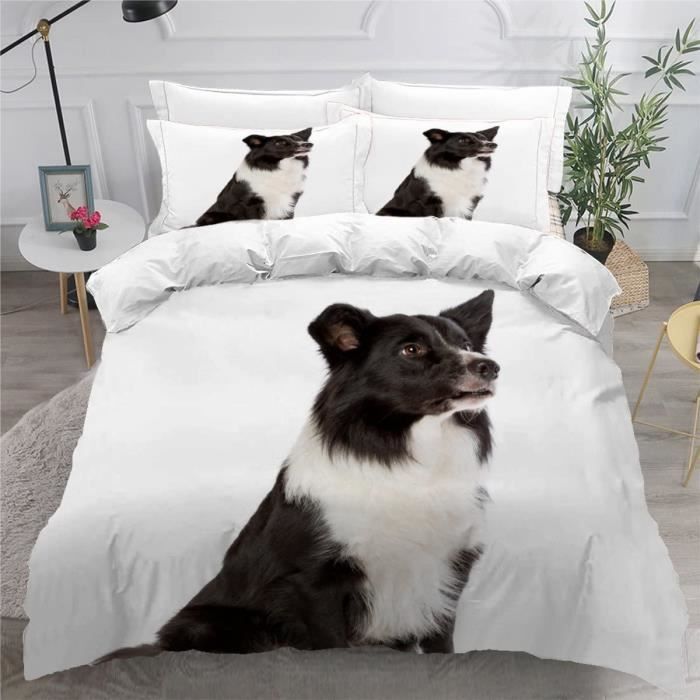 Housse De Couette Imprimée 3D Yorkshire Terrier - Microfibre Douce - Taille Simple 140x200cm Avec 2 Taies D'oreiller