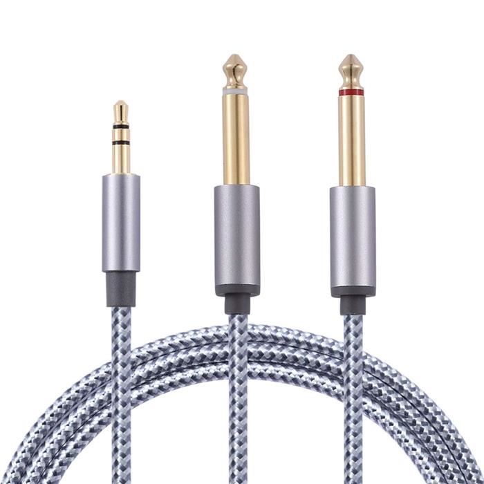 Ototon® 2M Câble Audio Jack 3.5mm vers Double 6.35mm Mono Y Splitter 6