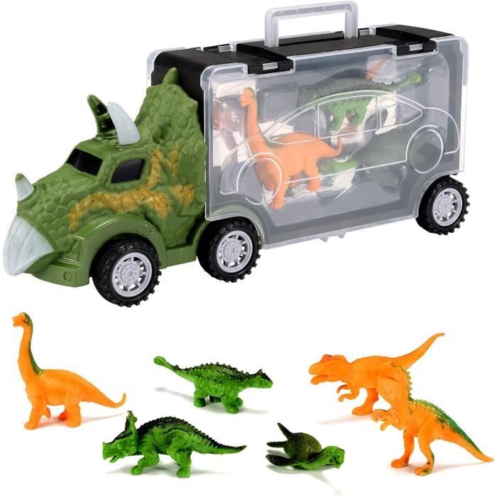 Dinosaures Jouet de Camion de Transporteur, avec 6 pcs Jouet d'animal de  Dinosaure,Dinosaure Jouet Enfant 3 Ans - Verte