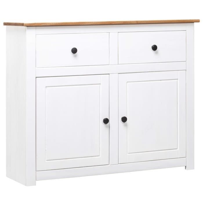 FNCM® Buffet bas De Cuisine Décor - Meuble de rangement Armoire de cuisine Blanc 93x40x80 cm Pin solide Assortiment Panama ❤9866