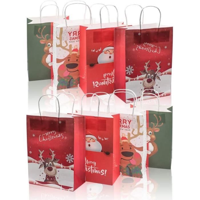 12 pièces cadeau pochettes H 14cm cadeau de Noël sacs de Noël sacs papier kraft