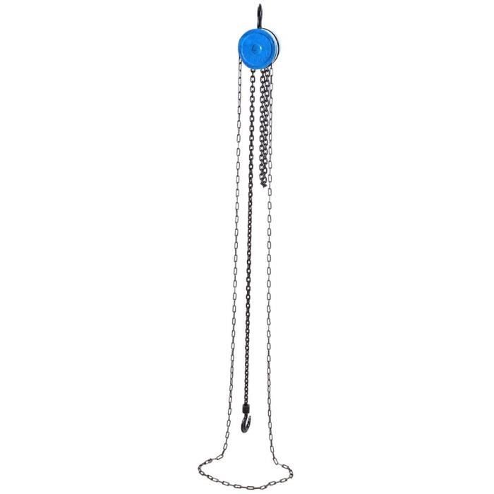 Palan à Chaîne Manuel 500 Kg - Hauteur De Levage 2,5 M, Acier Allié, Sans électricité - Idéal Pour Chantier, Atelier, Jardin
