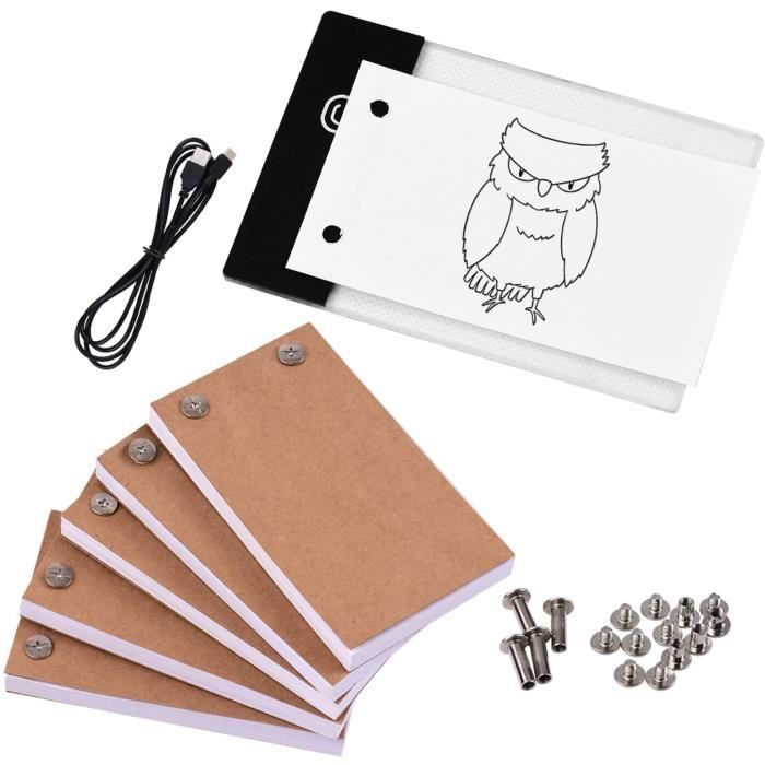 Tablette Lumineuse LED Dessin + 5 Flipbooks 300 Feuilles - Portable, Réglable, Alimentation USB, Pour Artistes